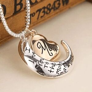 2/$21 Silver Gold Mom Moon Heart Motivational Necklace